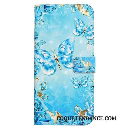 Housse iPhone 16 Papillons Bleus Clairs