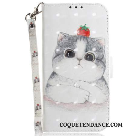 Housse iPhone 16 Plus Chat Mignon à Lanière