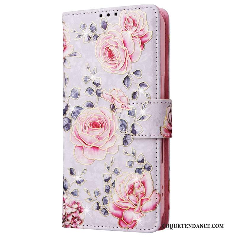 Housse iPhone 16 Plus Portefeuille Bloquant RFID Florale