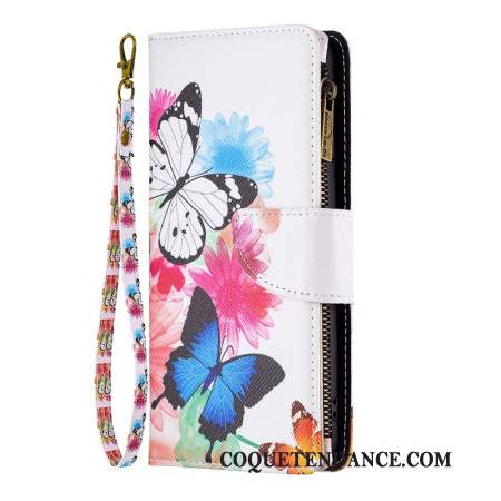 Housse iPhone 16 Portefeuille Deux Papillons