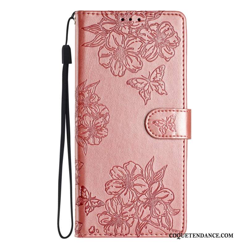 Housse iPhone 16 Pro Sakura et Papillons