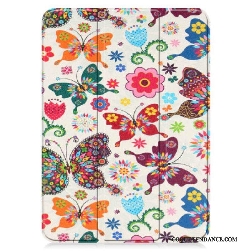 Smart Case iPad 10.9'' (2022) Renforcée Papillons et Fleurs